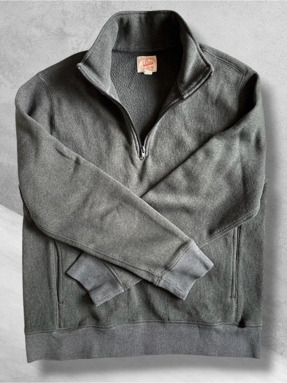 J.Crew Men’s Large Charcoal Grey Fleece Quarter Zip Pullover Sweater B0692